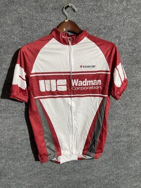 Blackbottoms Cycling Jersey Mens Large Red White Wadman Full Zip Pockets Bike